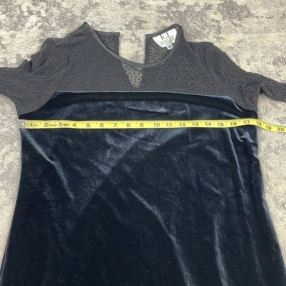 NWT Vintage RJ Collection Chelsea Rousso Velvet Swiss Dot Mesh Shift Dress Black - Picture 9 of 10